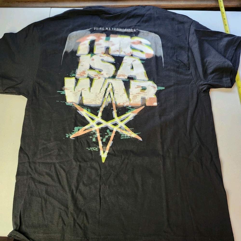 Misprint  Bring Me The Horizon Men's XL Black Graphic T-Shirt Double Sided BMTH